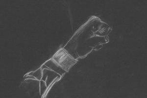 Tabitha Marsland Observational Hand Sketch Pastel on Black Paper no 3